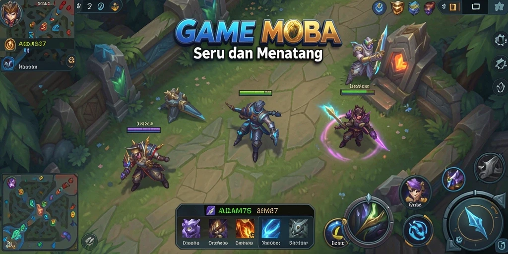 Tampilan gameplay seru dari ADAM77 di arena MOBA.