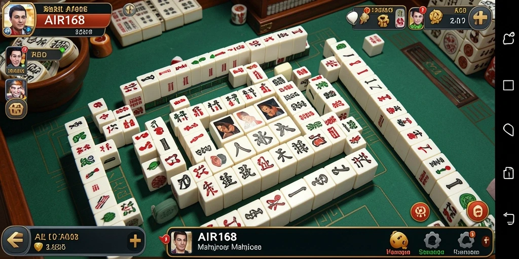 Screenshot utama AIR168 menampilkan gameplay Mahjong yang menarik.