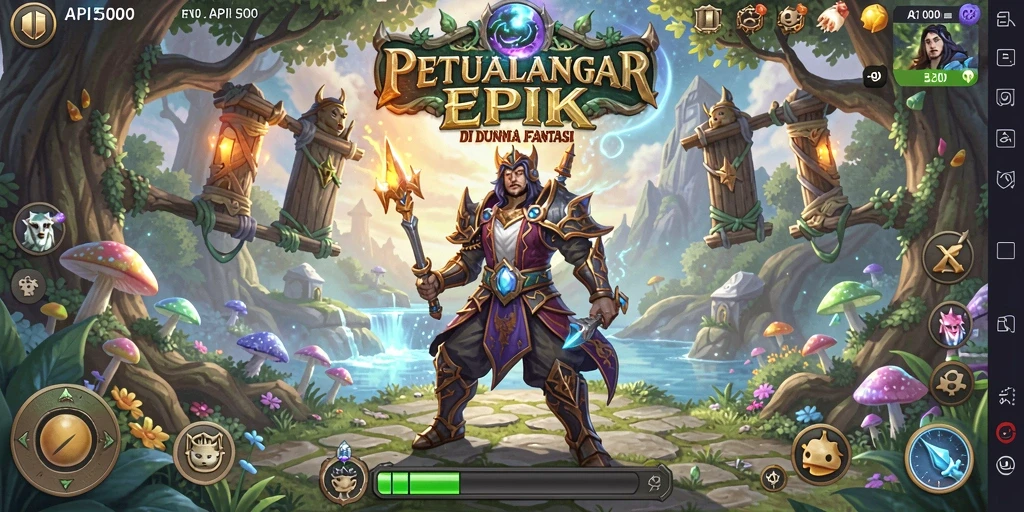 Screenshot gameplay RPG menunjukkan pertarungan epik dan petualangan seru.