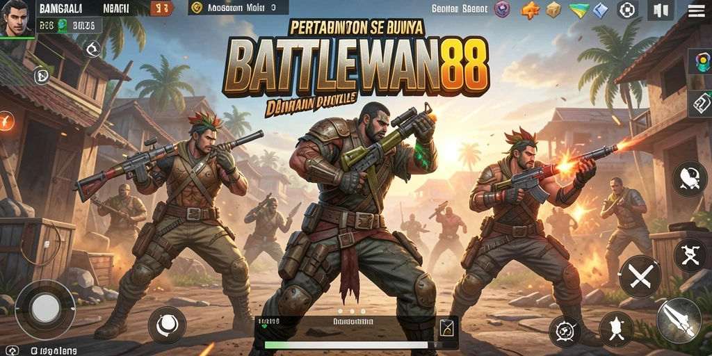 Tangkapan layar dalam BANGSAWAN88 menampilkan aksi pertempuran seru dalam mode Battle Royale.