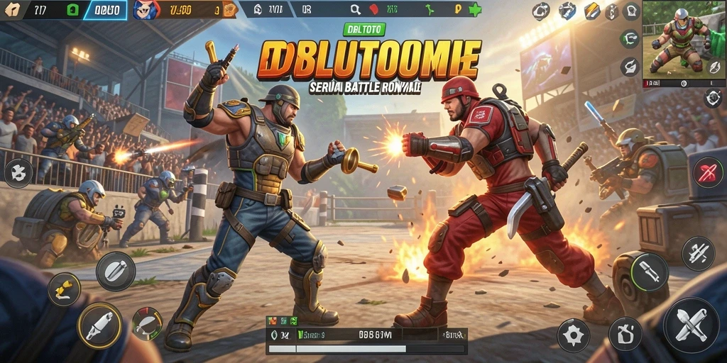 Screenshot DBLTOTO menampilkan aksi seru dalam Battle Royale.
