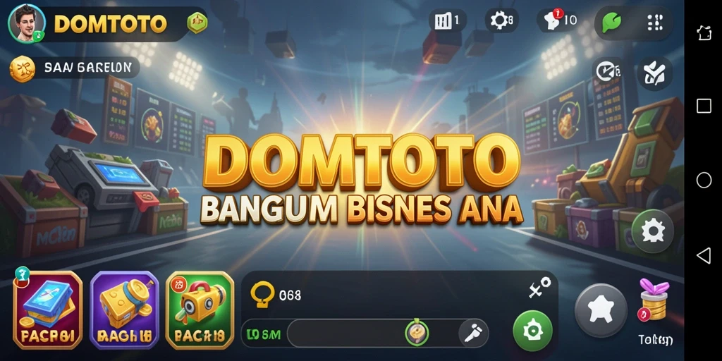 Screenshot gameplay DOMTOTO menunjukkan manajemen bisnis yang seru.