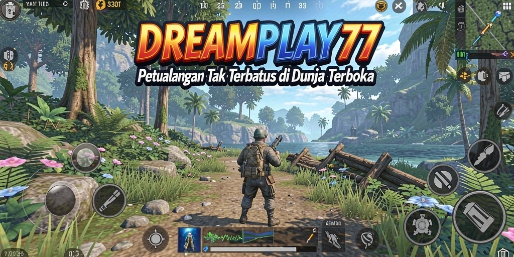 Tangkapan layar gameplay petualangan di dunia terbuka DREAMPLAY77.