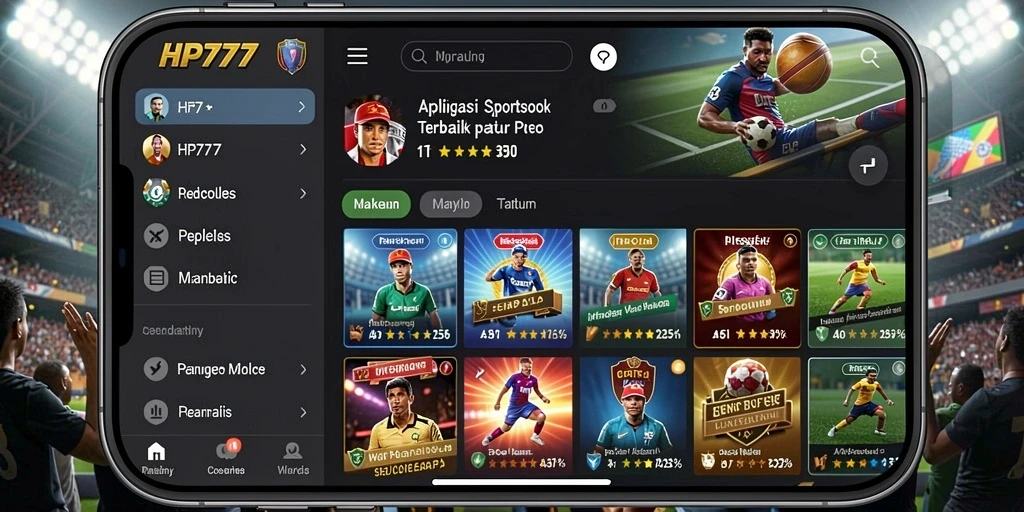 Tampilan gameplay HP777 saat pengguna memasang taruhan pada pertandingan olahraga.