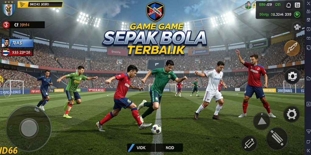 Tampilan gameplay mendebarkan di lapangan sepak bola.