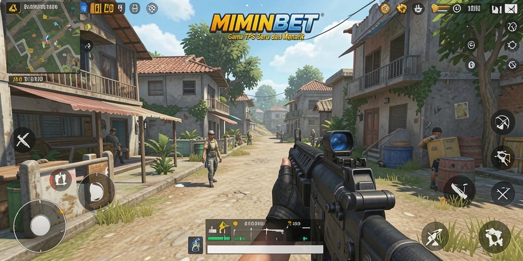 Screenshot gameplay MIMINBET yang menunjukkan aksi menegangkan dalam TPS.