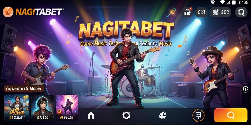 Tampilan antarmuka NAGITABET yang menarik dengan berbagai lagu dan tantangan.