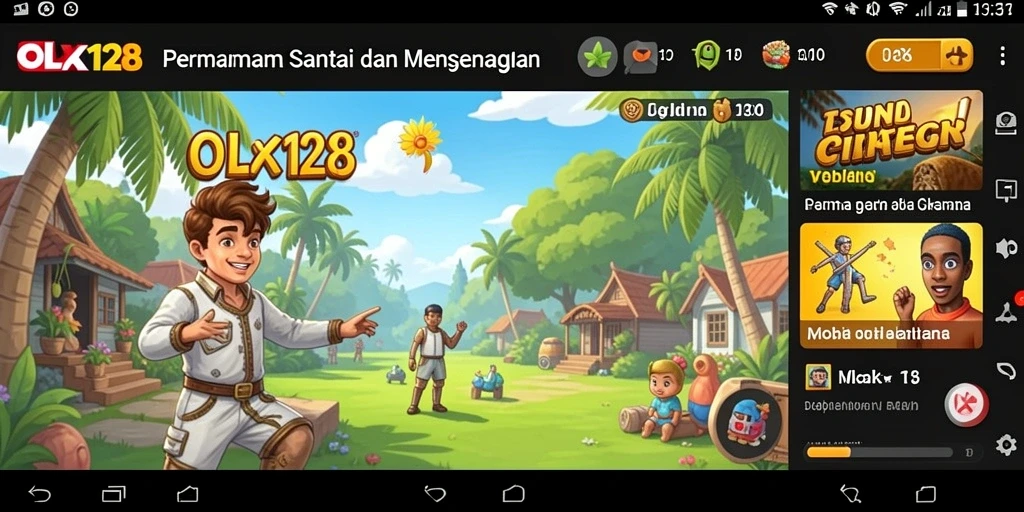 Tampilan gameplay yang menarik dari OLX128 dengan antarmuka yang ramah pengguna.
