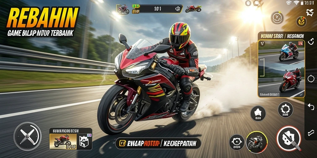 Tampilan gameplay seru balap motor di REBAHIN.