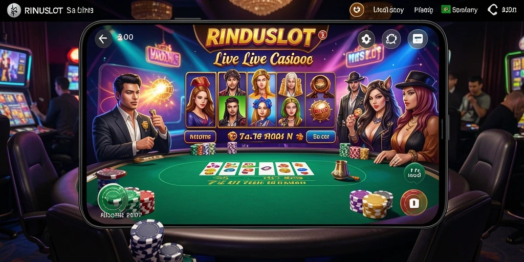 Gameplay mengasyikkan RINDUSLOT dengan dealer langsung yang profesional.