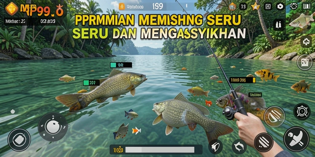 Tampilan gameplay seru dalam dunia memancing yang menakjubkan.