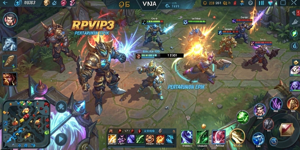Tampilan gameplay intensif dari RPVIP3 dalam pertarungan tim.