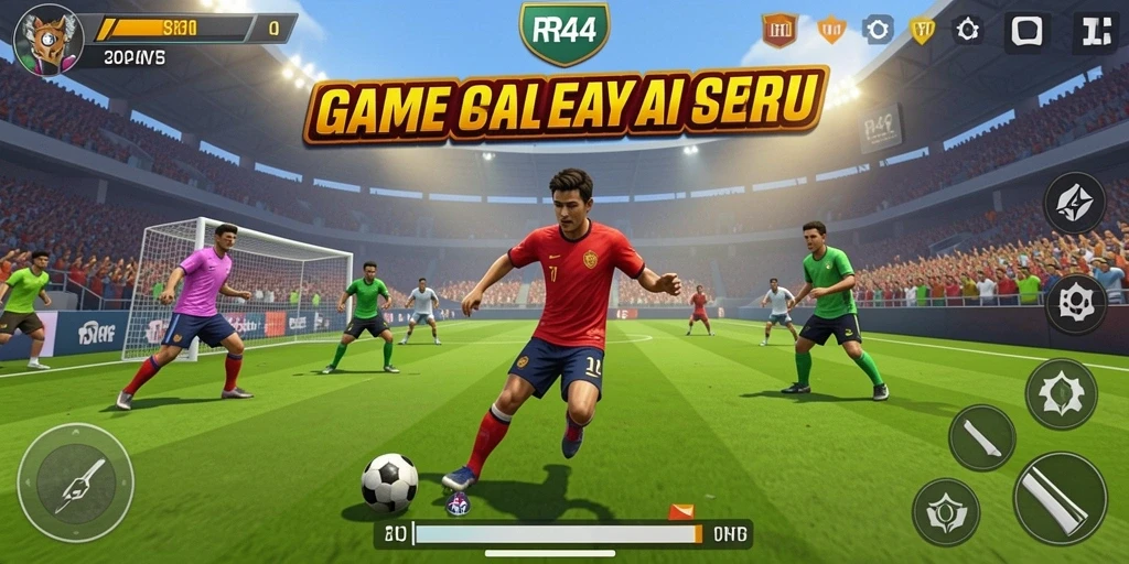 Tampilan gameplay menarik dari RR44 dalam aksi olahraga.