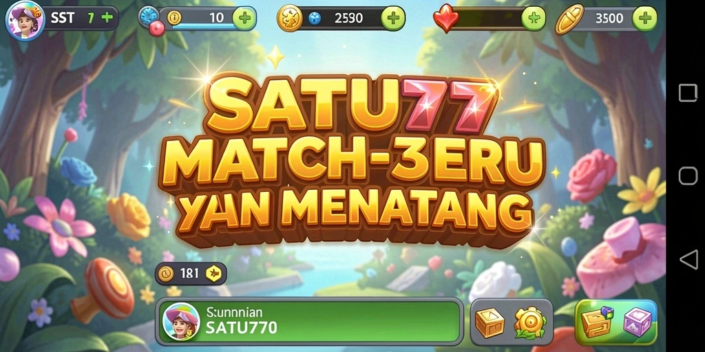 Tampilan gameplay SATU77 yang penuh warna dan menantang.